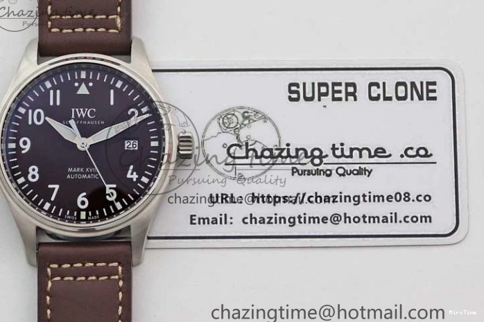 MIROTIME 0413 HighQuality Mark XVIII IW327010 SS M+F 1:1 Best Edition Brown Dial on Brown Leather Strap A 7049